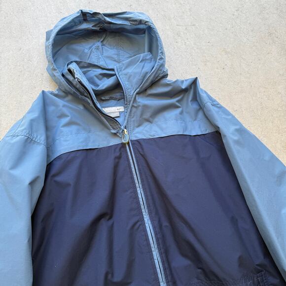 Me's Vintage Nike Two-Tone Blue Hooded Zip Up Windbreaker Parka Jacket Sz Large - Picture 2 of 6